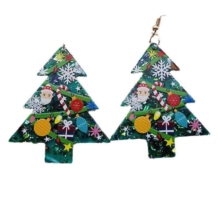 Wholesale Christmas Earrings, Colorful Lights Red Checkered Christmas Trees Acrylic Earrings Skull Heads Halloween Decorations JDC-ES-YaChen006