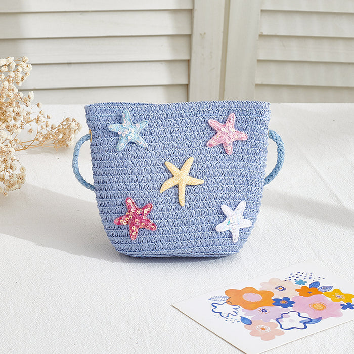 Wholesale Straw Bag for Girls Cute Solid Color Design Summer Travel Crossbody Purse