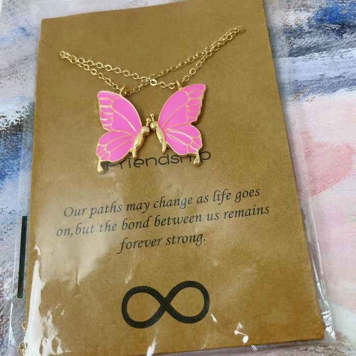 Wholesale Colorful Butterfly Friendship Pendant Necklace Set - Fashion Alloy Jewelry Accessory MOQ≥2