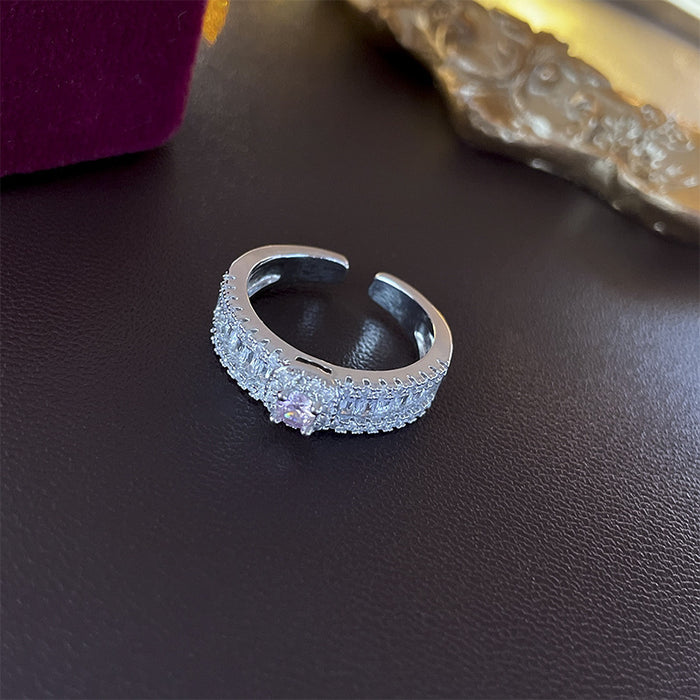 Wholesale Zircon diamond geometric love open ring sweet niche fresh index finger ring fashion high-end jewelry