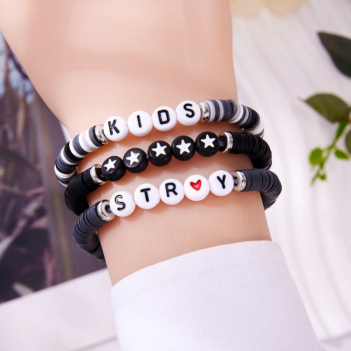 Wholesale Text Design Polymer Clay Bracelet Handmade Unisex Fashion Accessory Gift Minimum Quantity: 3