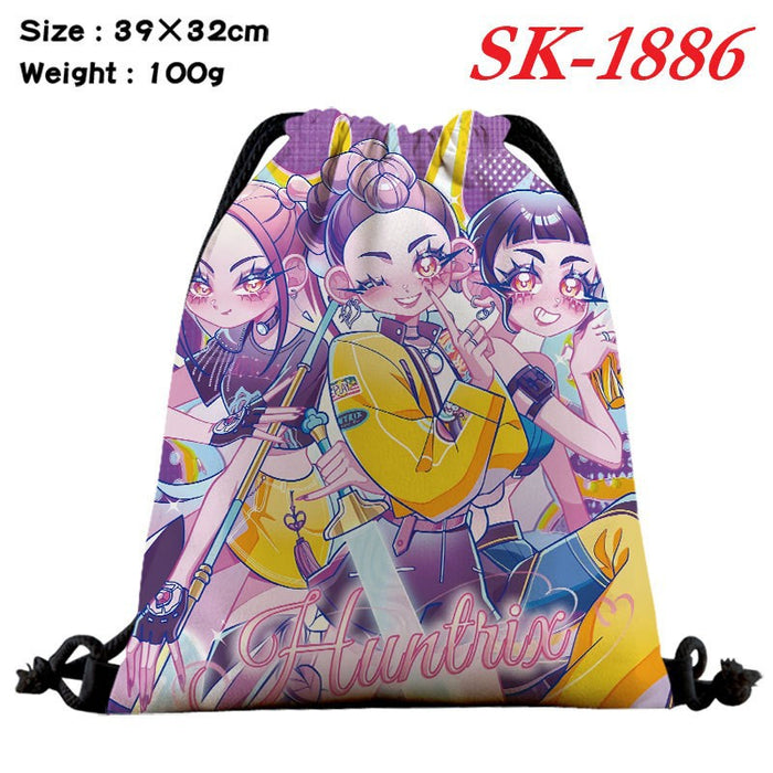 Wholesale Kpop drawstring storage bag with large capacity and full color design also functions as a shopping bag