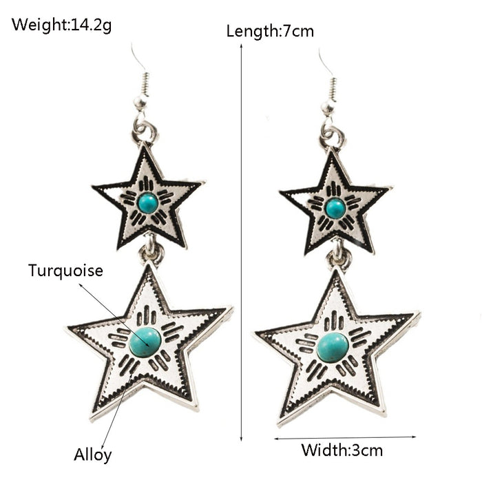 Wholesale Turquoise alloy vintage geometric earrings