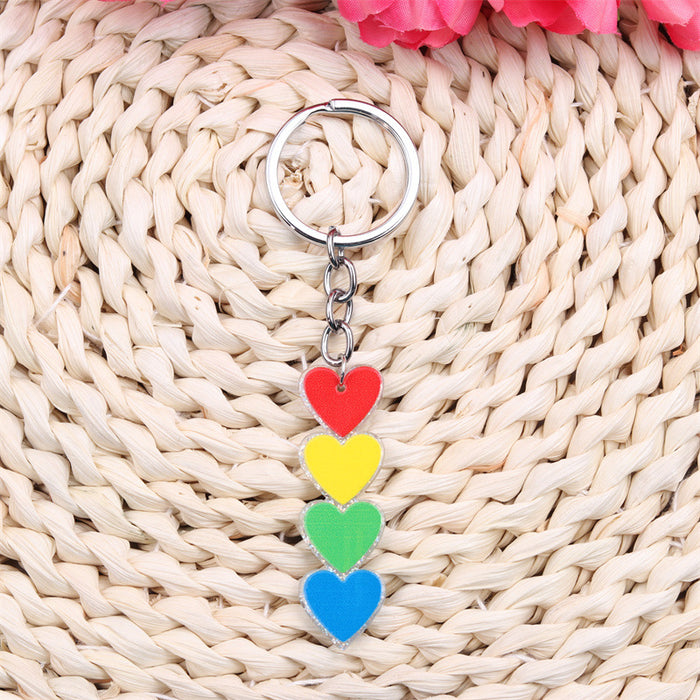 Wholesale Rainbow Love Acrylic Keychain JDC-KC-Duai002