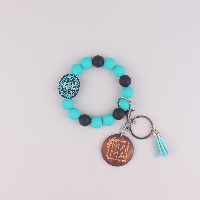 Wholesale Oval Gemstone Key Bracelet Silicone Keychain Gift Key Bracelet