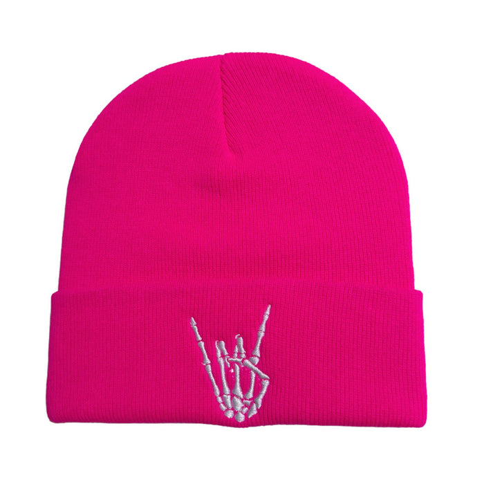 Wholesale  knitted hat skull finger embroidery knitted hat winter warm hat