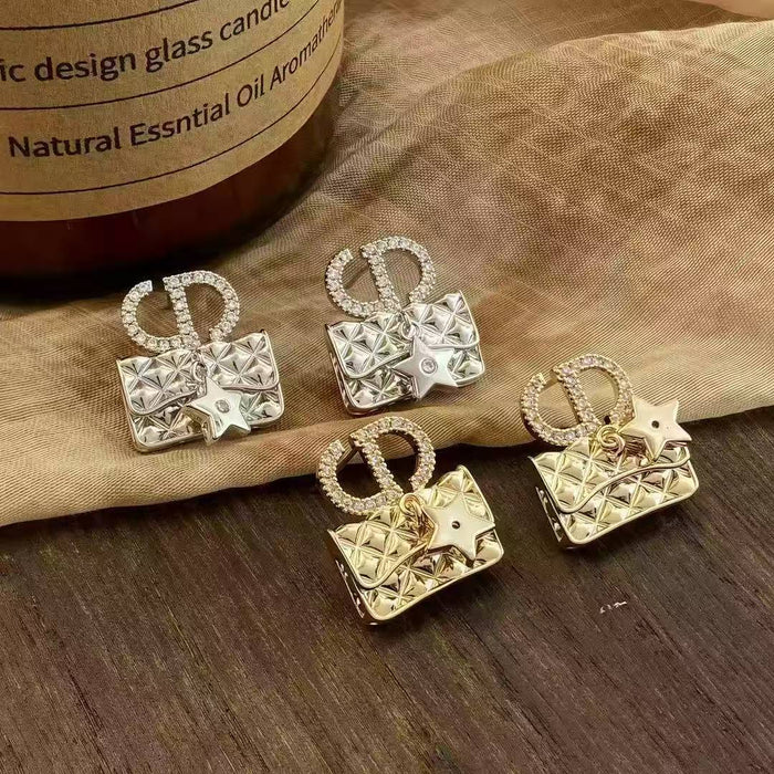 Wholesale Luxury Zircon Letter CD Bag Earrings