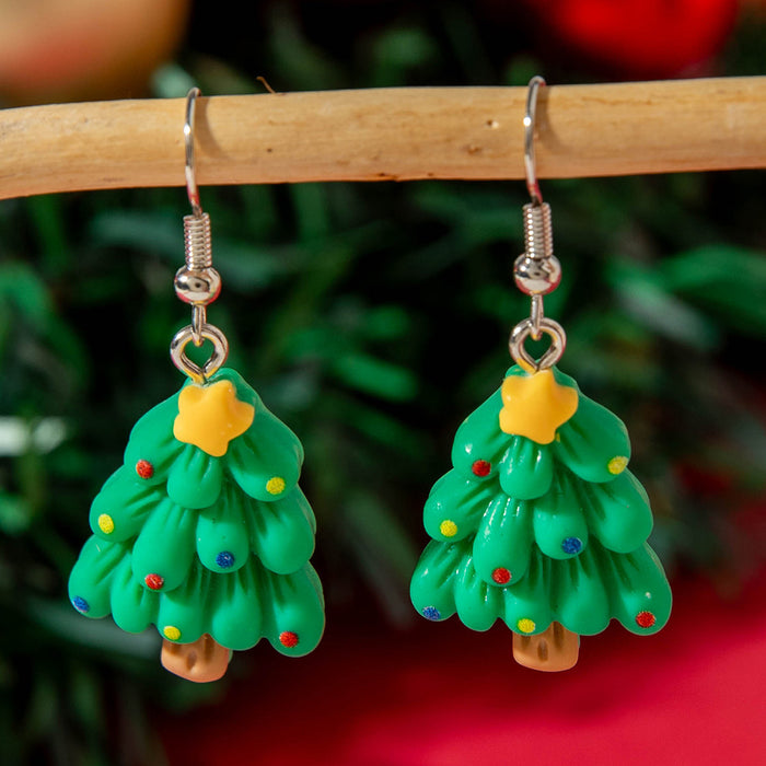 Wholesale Resin Christmas Earrings Santa Reindeer Snowman Cute Sweet Ear Studs Jewelry MOQ≥2