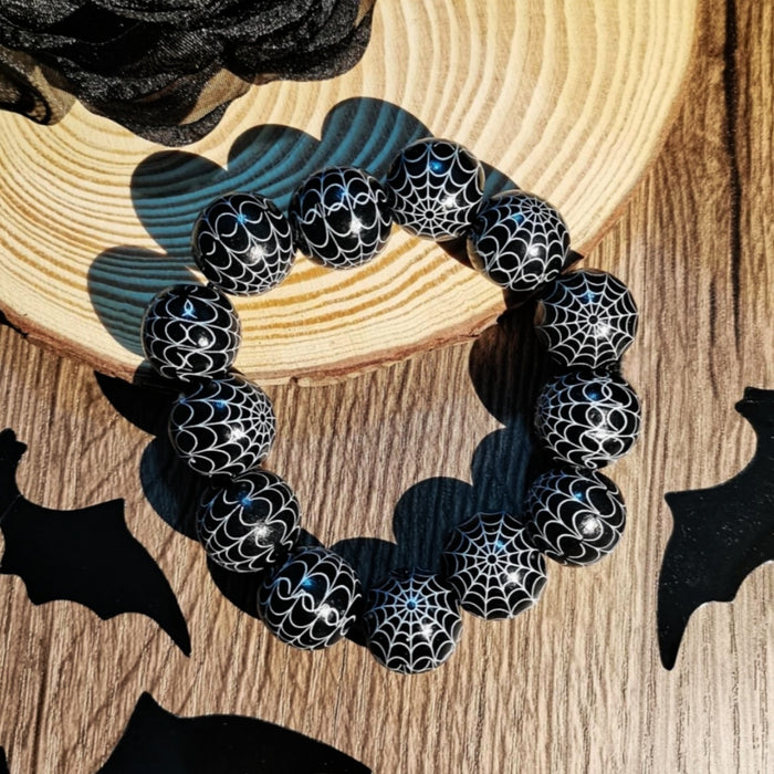 Wholesale Halloween Skull Eyeball Spider Wooden Bracelet JDC-BT-JunJie002