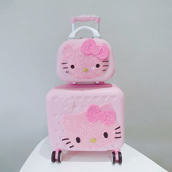 Wholesale Children's Cat Pink Trolley Suitcase with Rhinestones JDC-CS-MingJu002