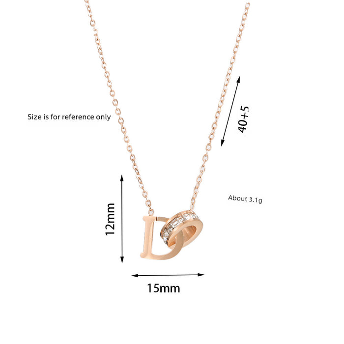 Wholesale Necklace with diamond studded letters, niche design, simple temperament, neck chain, titanium steel lock chain