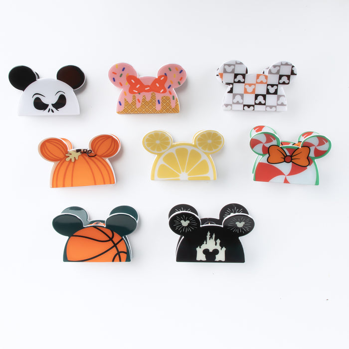 Wholesale Mouse Head-Shaped Hair Clip with Bow and Lemon Pattern Cute Cartoon Claw Clip