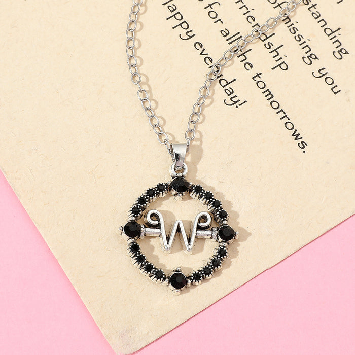 Wholesale Letter W fashion hollow pendant earrings and necklace for men and women.