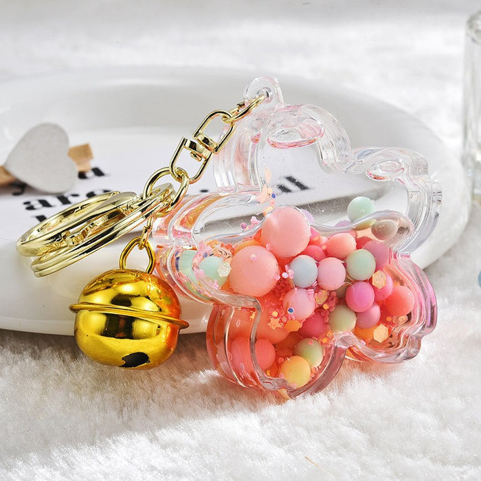 Wholesale Quicksand-Filled Oil Bottle Acrylic Keychain Accessory