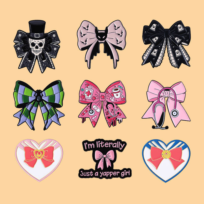 Wholesale Enamel Bow Flower Brooch Pin Set Cute Lapel Badge Party Jewelry Accessory