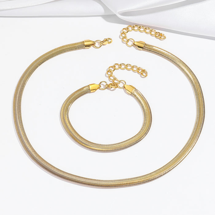 Wholesale  Titanium steel necklace women's  flat snake bone chain necklace simple bracelet suit clavicle chain jewelry