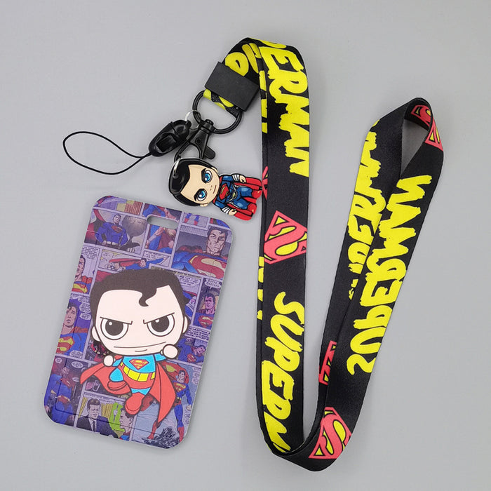 Wholesale Cartoon Superhero Bus Pass Holder With Neck Lanyard ABS Material Trendy Fashion Accessory