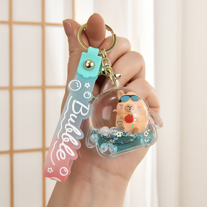 Wholesale Creative Sand Flow Bottle Oil Keychain