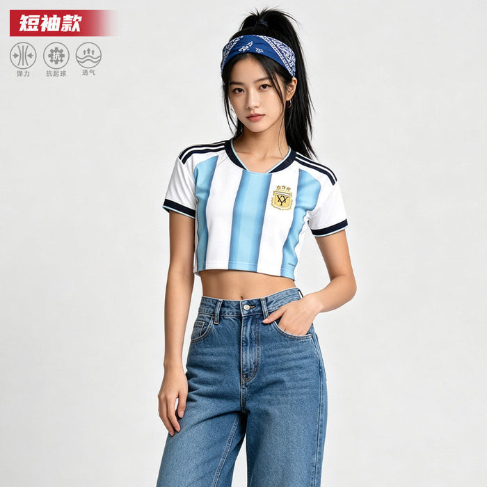 Wholesale World Cup National Team Football Girls Crop Top Short-Sleeve Sports Vest