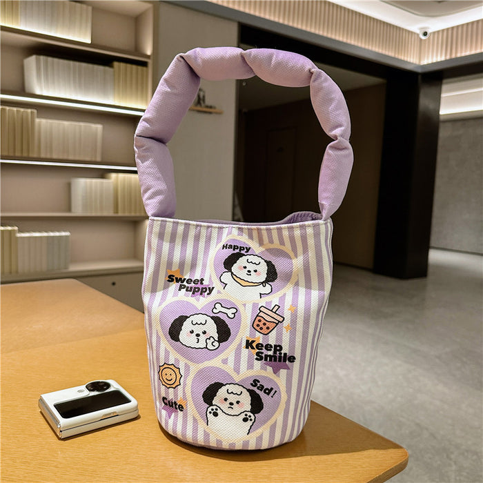 Wholesale Women's single-room bag cartoon illustration cotton-filled bucket portable underarm work travel photo bag