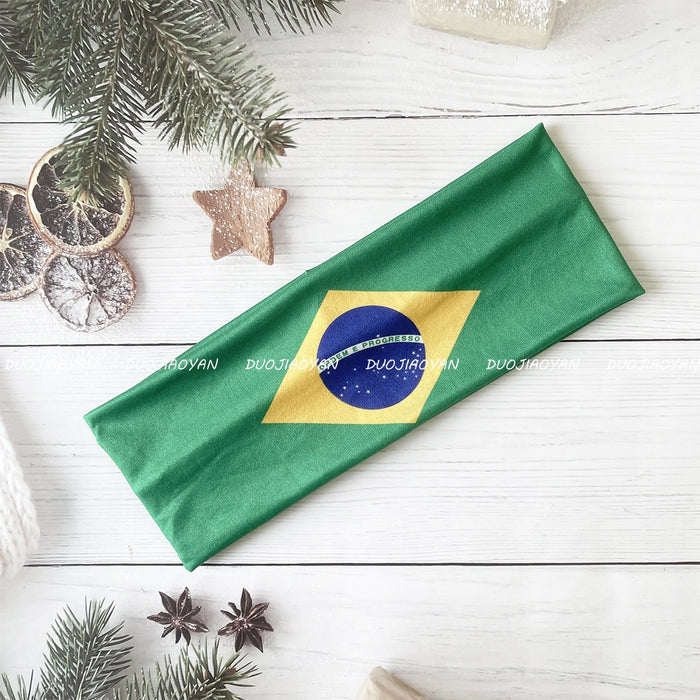 Wholesale World Cup Flag Print Headband Party Fan Cheering Hair Accessory Trendy Gift