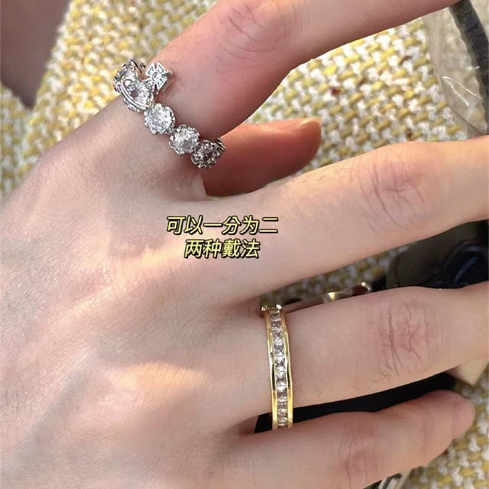 Wholesale Ring, female niche design, double-layer sparkling diamond Saturn high-end ring