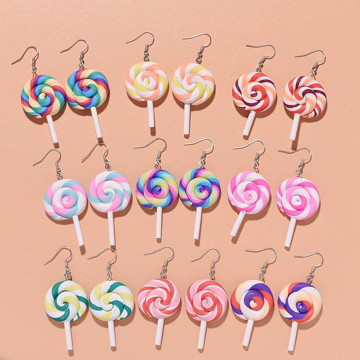 Wholesale Girly Colorful Lollipop Soft Clay Earrings JDC-ES-Xunt006