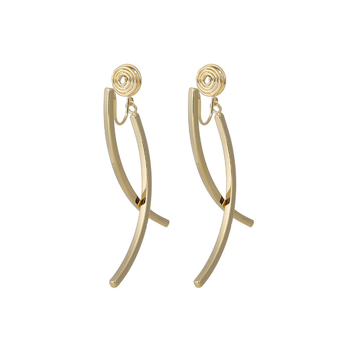 Wholesale coil ear clip metal glossy cross stud earrings Silver Needle