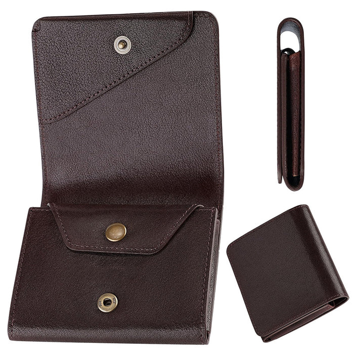 Wholesale Chic Men' s Genuine Leather Bifold Wallet Short Simple Everyday Gift