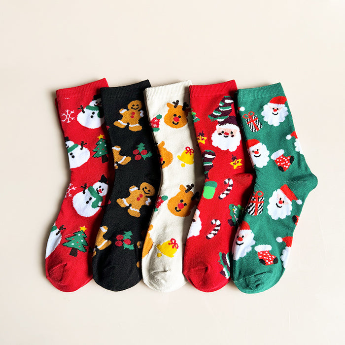 Wholesale 5pcs Autumn and winter fashion Christmas stockings  elk snowman gingerbread man cartoon stockings