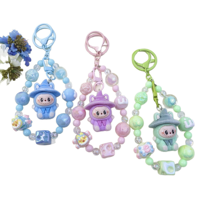 Wholesale Flocked Wizard Beaded Keychain