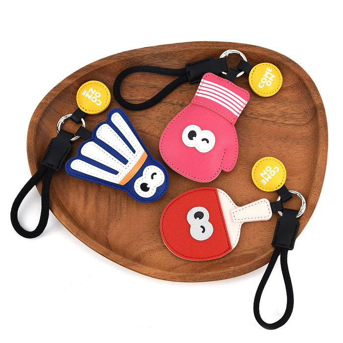 Wholesale Creative sports keychain simple cartoon table tennis badminton boxing sports event PU pendant small gift