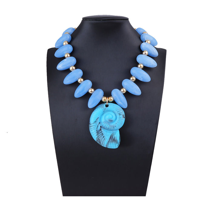 Wholesale Multi-Color Optional Beaded Large Conch Pendant Necklace Light Luxury Versatile Women