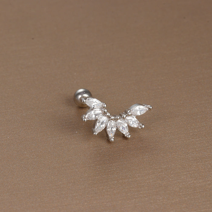 Wholesale Jewelry Stainless Steel Ear Nail Zircon Ball Screw Women
