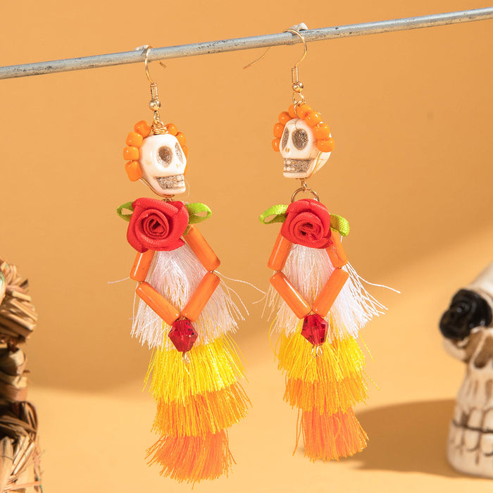 Wholesale Resin Skull Earrings Punk Hip Hop Handmade Jewelry Accessory MOQ≥2
