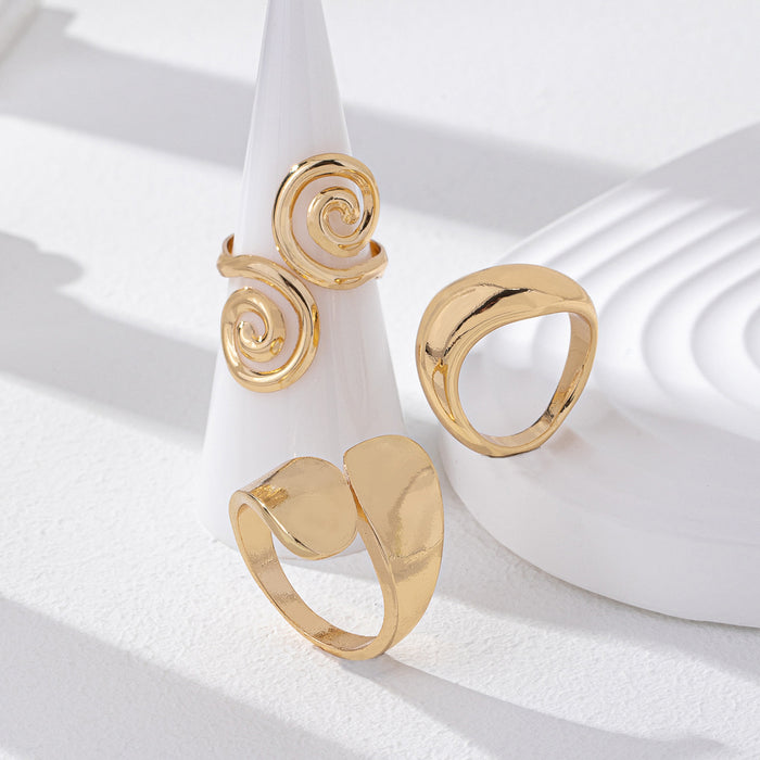 Wholesale  One  Set of Simple Daily Metal Ring Set