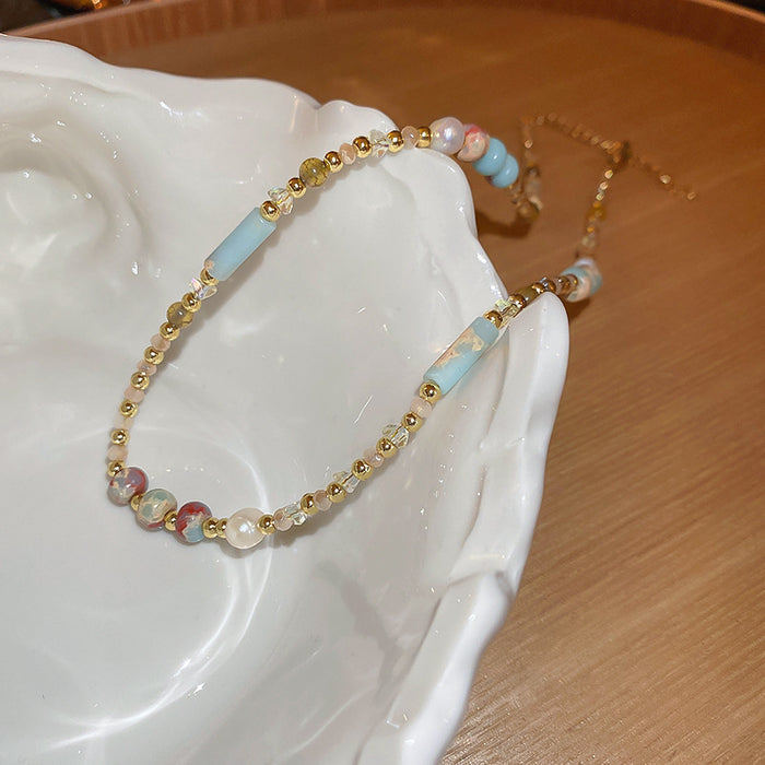 Wholesale Light luxury patchwork necklace with a high-end feel, pearl collarbone necklace, layered design accessories