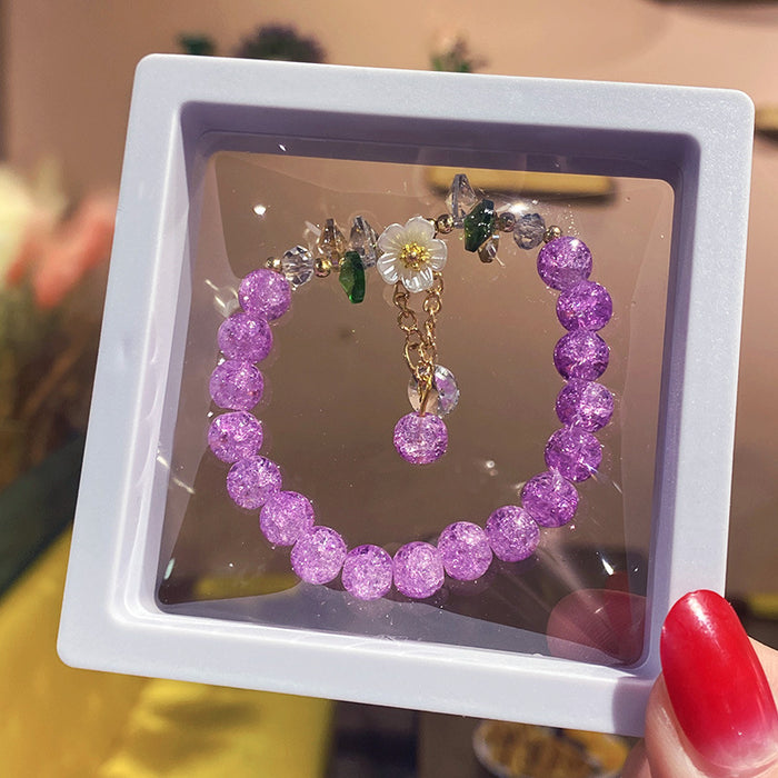 Wholesale Electroplated Glass Glaze Butterfly Ice Crack Bow Beaded Bracelet