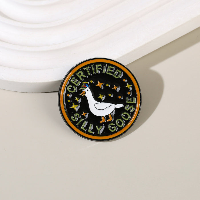 Wholesale Trendy Metal Goose Brooch Pin With Cute Letter Phrases Animal Badge For Hat Backpack Decor Casual Gift Accessory