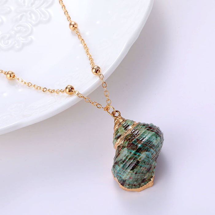 Wholesale Beach seashell gold-plated pendant seashell necklace