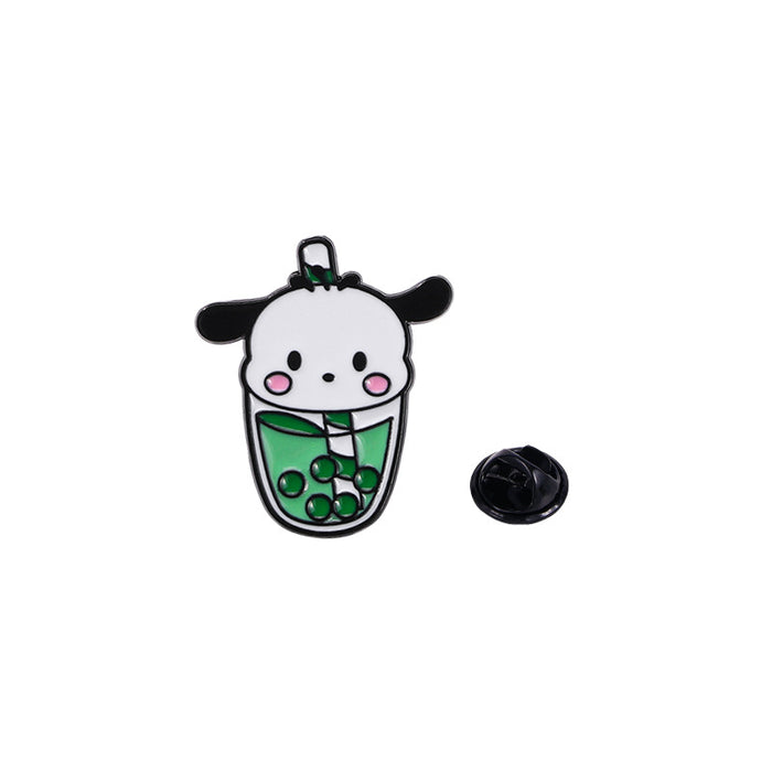 Wholesale Cartoon Milk Tea Brooch Cute Alloy Oil Drop Clothing Decoration