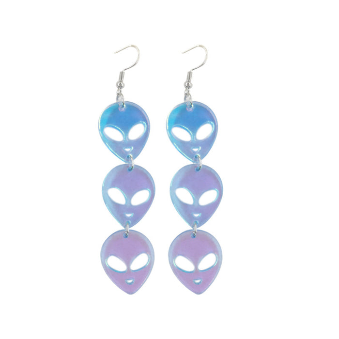 Wholesale Halloween Color Laser Skull Ghost Pumpkin Acrylic Printing Earrings JDC-ES-QingM004