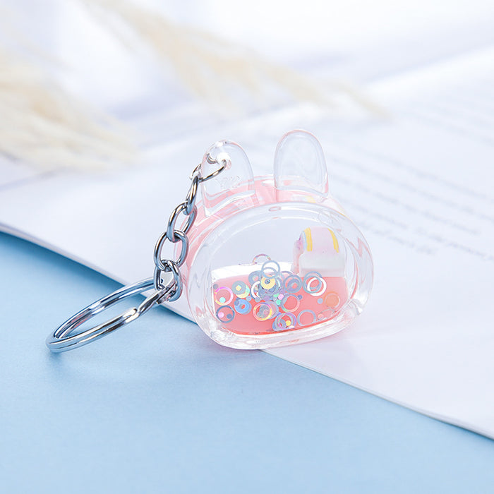 Wholesale Rabbit Rainbow Oiled Acrylic Keychain JDC-KC-BSD001