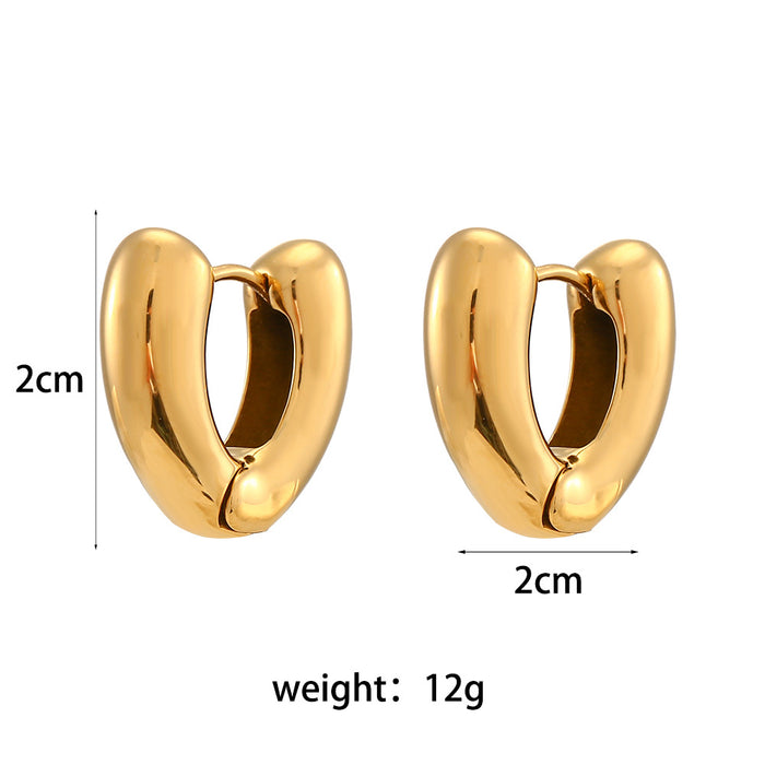 Wholesale Stainless Steel Plated 18K Solid Smooth Earrings JDC-ES-MengJ005