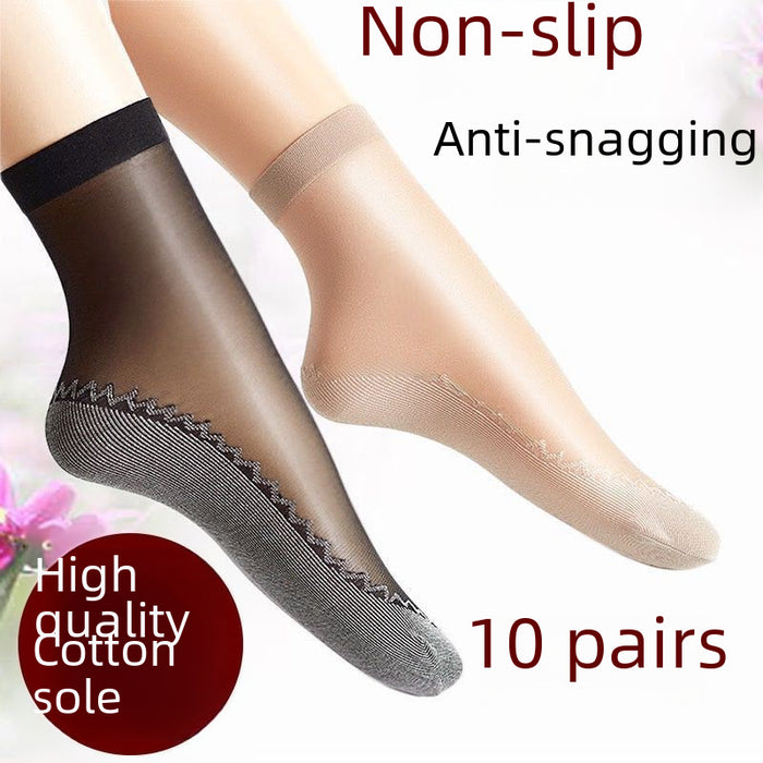 Wholesale Silk stockings, short socks, cotton soles, sweat absorbing and anti slip socks, anti hook silk midsole