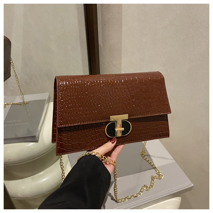 Wholesale Crocodile-patterned chain shoulder crossbody small square bag