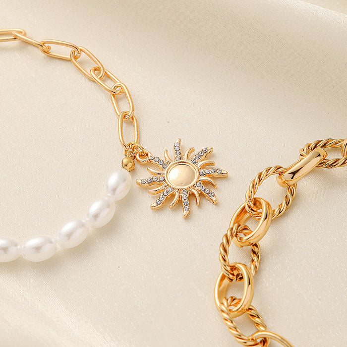 Wholesale New fashion trend, high luxury, niche design, double-layer stacked pearl chain