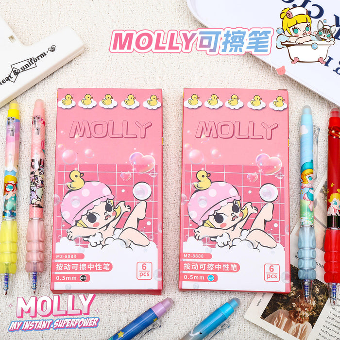 Wholesale 6pcs/box Cartoon Erasable Pen Quick-drying Press Erasable Gel Pen Cute Thermal Erasable Pen