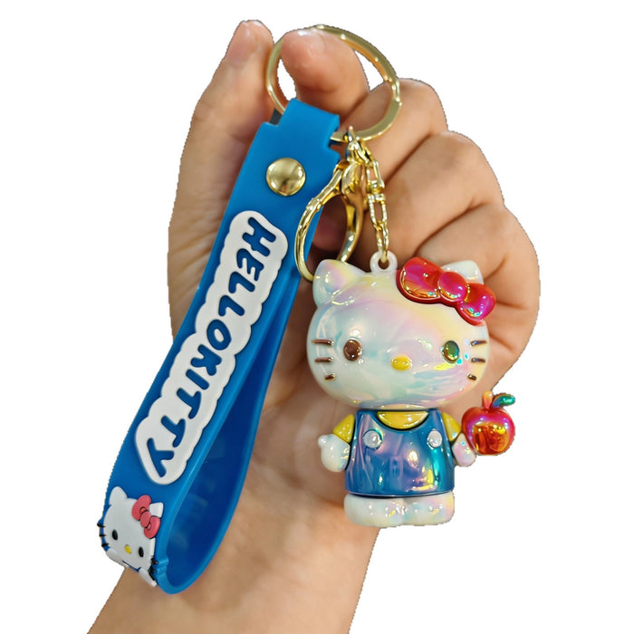 Wholesale Electroplated cartoon cat silicone keychains
