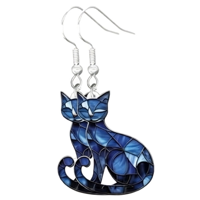 Wholesale Acrylic Double-Sided Lucky Cat Earrings Trendy Fashion Accessory